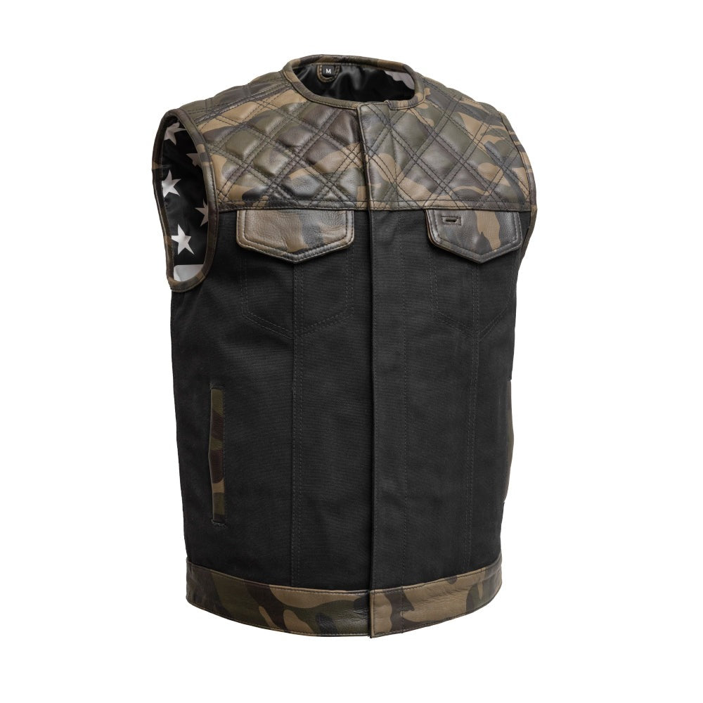 Green Camo Leather Motorcycle Vest – Ranger Club Style