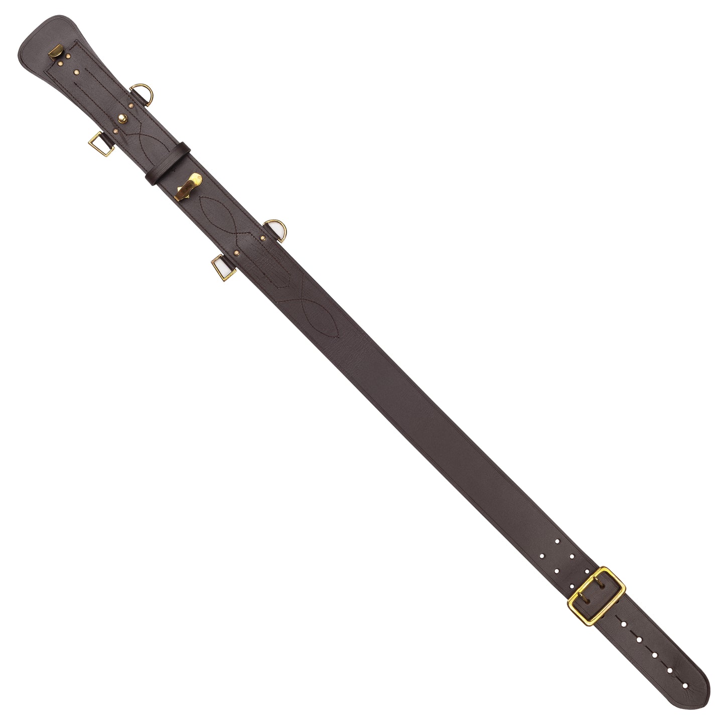 Sam Browne Belt BROWN Color with Gold Buckle With Crossover Shoulder Strap Genuine Leather British Military