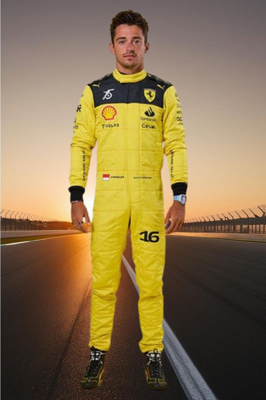 2022 Charles Leclerc Yellow Ferrari Racing Suit CIK/FIA Level 2 F1 Go Kart Racing