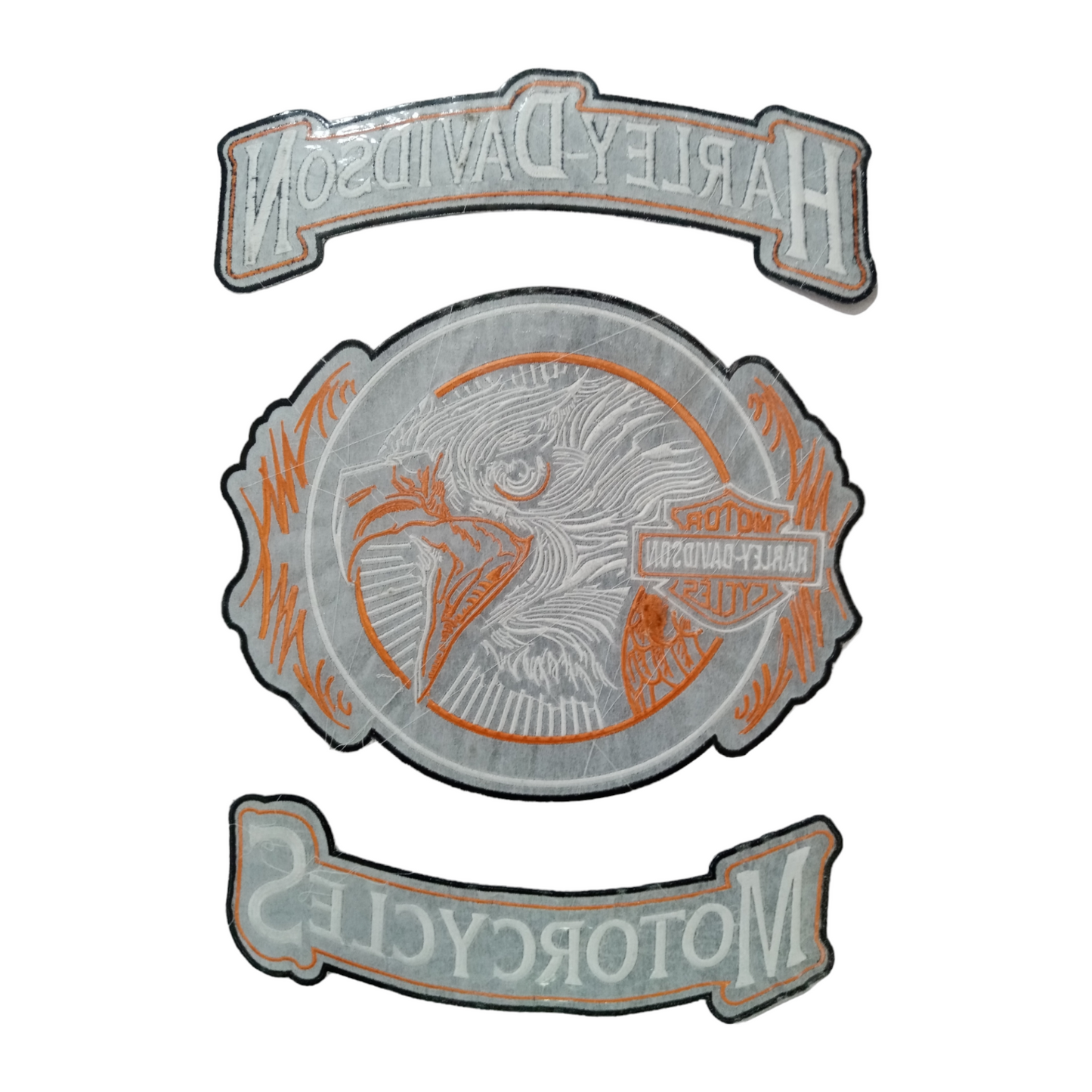 H - D ROUND EAGLE, TOP BOTTOM 3 PCS SET - Embroidery Patch - Iron/Sew On Patch