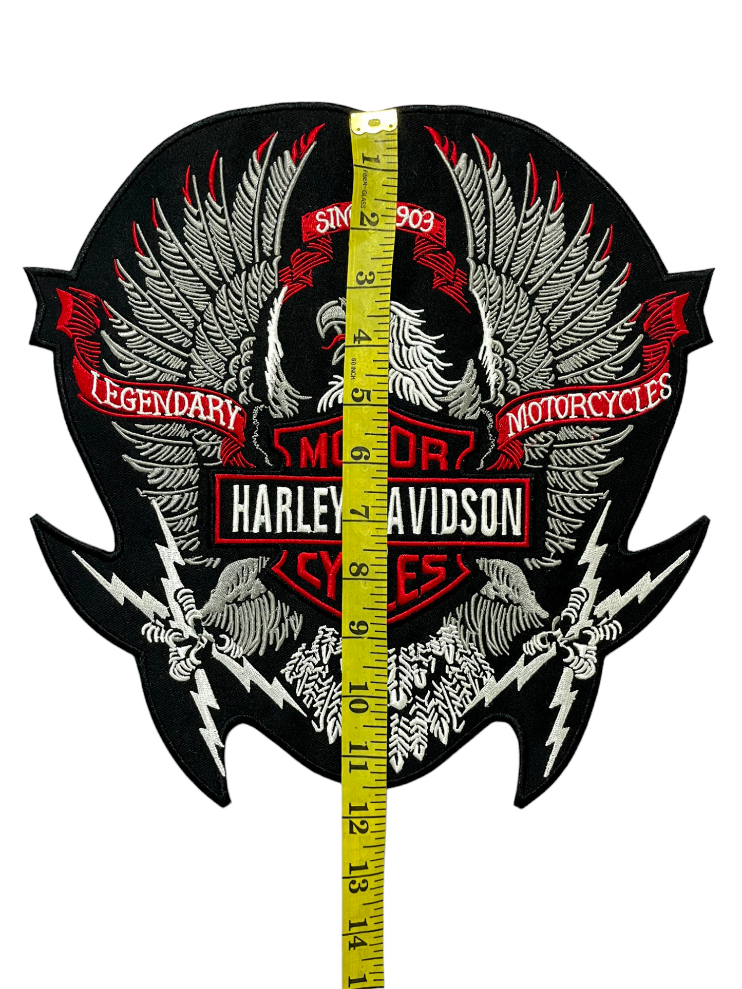 H-D Eagle Wings Large RED - GRAY - Embroidery Patch - Iron/Sew On Patch