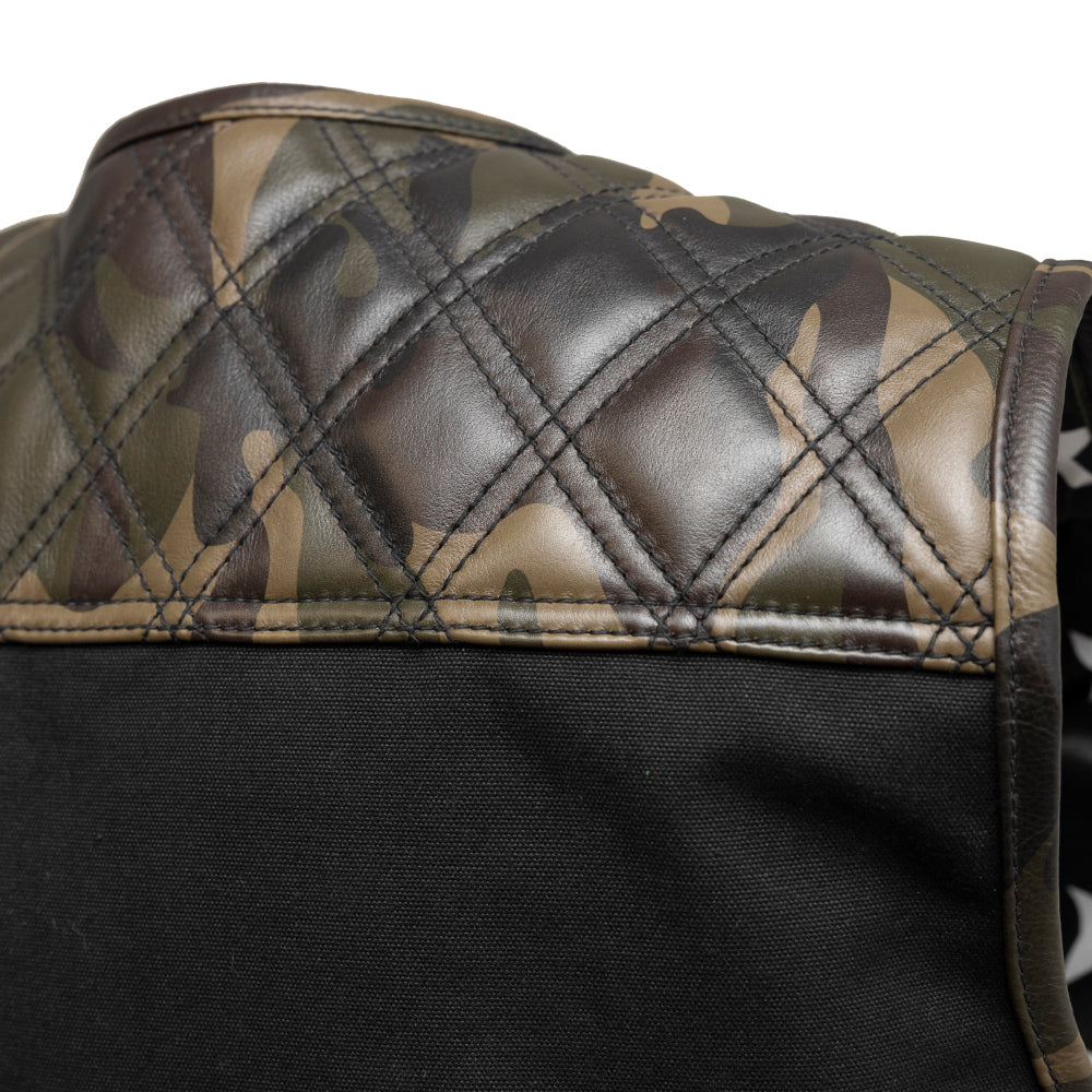 Green Camo Leather Motorcycle Vest – Ranger Club Style