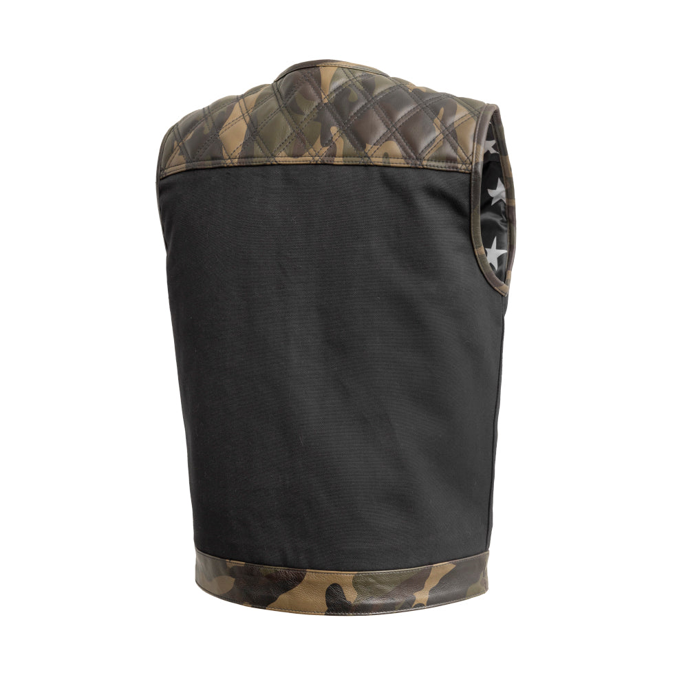 Green Camo Leather Motorcycle Vest – Ranger Club Style