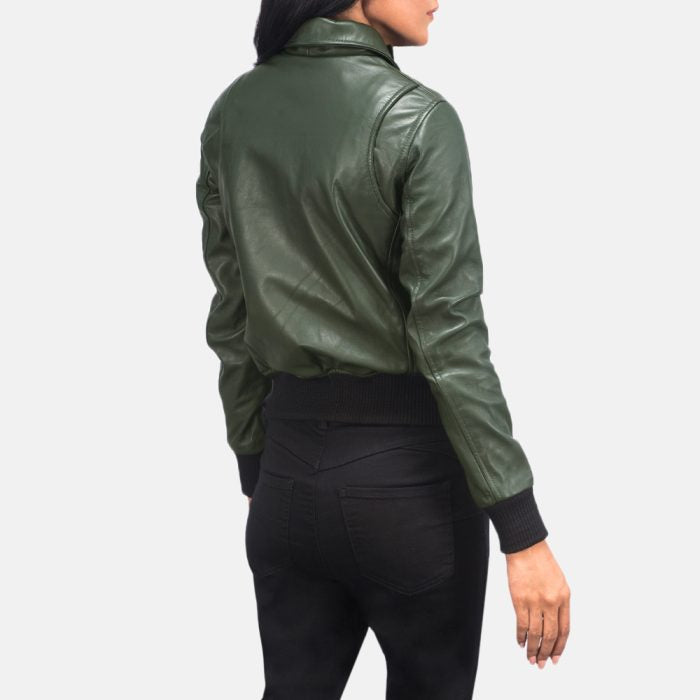 Westa A-2 Green Leather Bomber Jacket