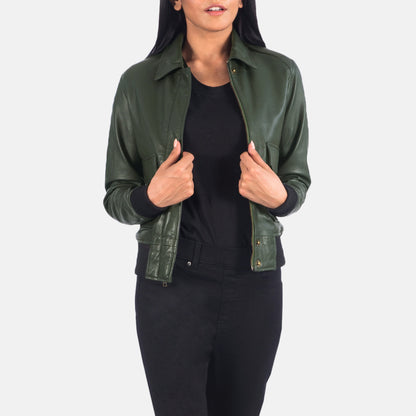 Westa A-2 Green Leather Bomber Jacket