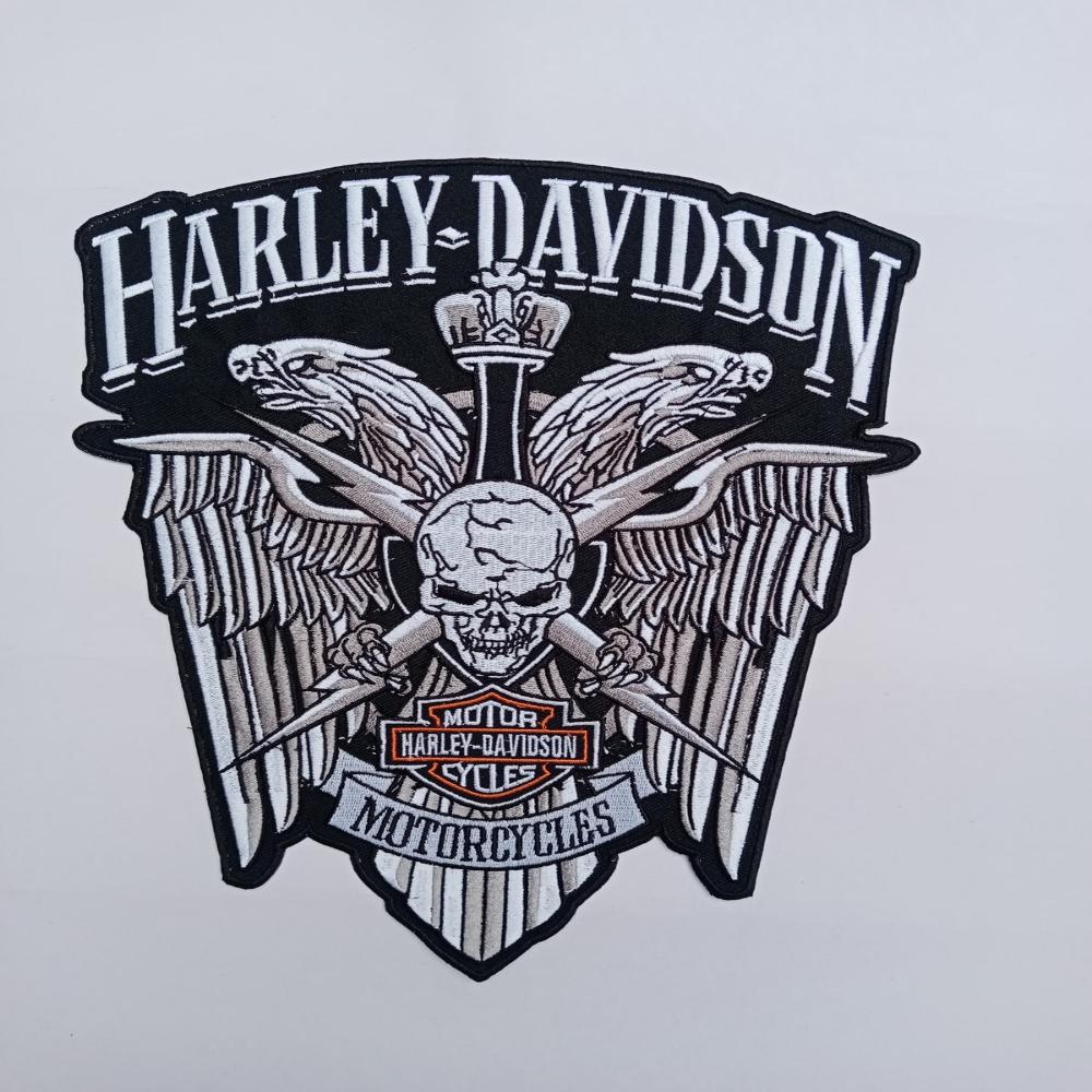 Harley Davidson Wings Skull Large - Harley Motorcycle 12" Jacket Back Patch