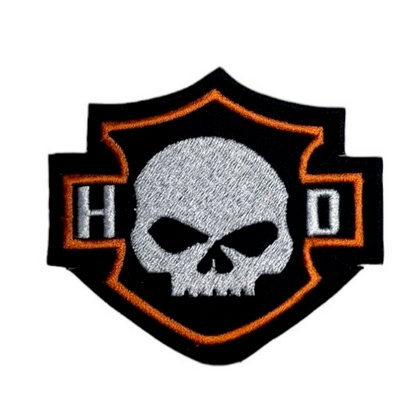 Vintage skull Orange Harley Davidson 3.5" embroidered patch Iron/Sew-On Packs