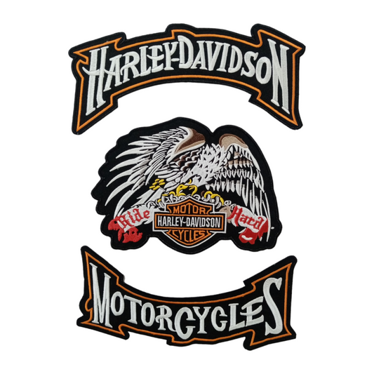 Harley - Davidson Ride Hard patches - 12'' Large Patch - 3 Pieces Set