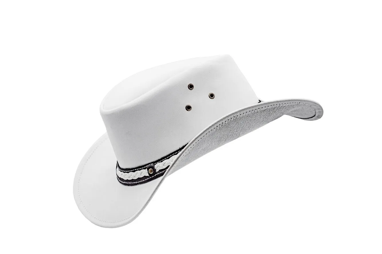 Cowboy Hat Man and Women White Genuine Leather Western Cowboy Hat