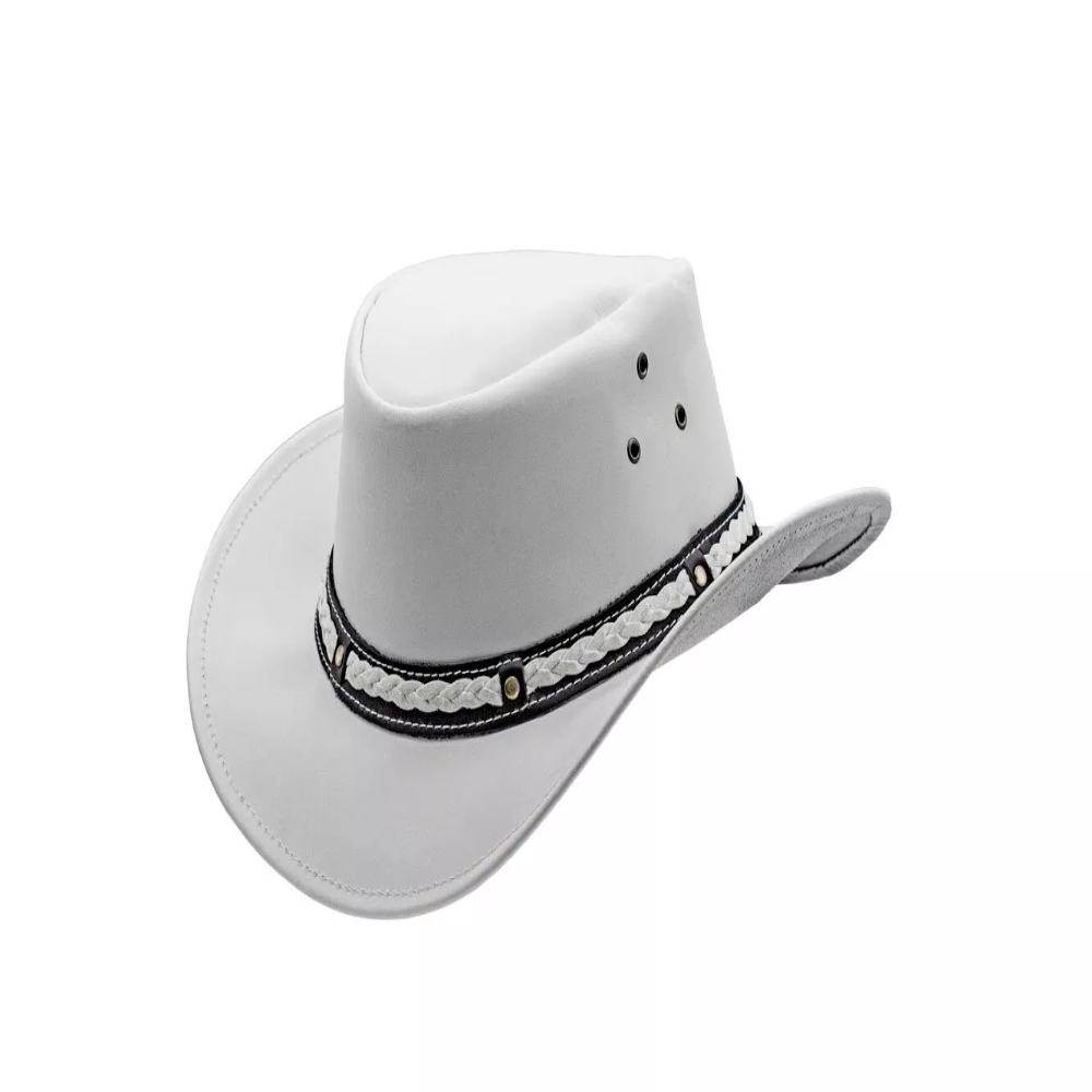 Cowboy Hat Man and Women White Genuine Leather Western Cowboy Hat