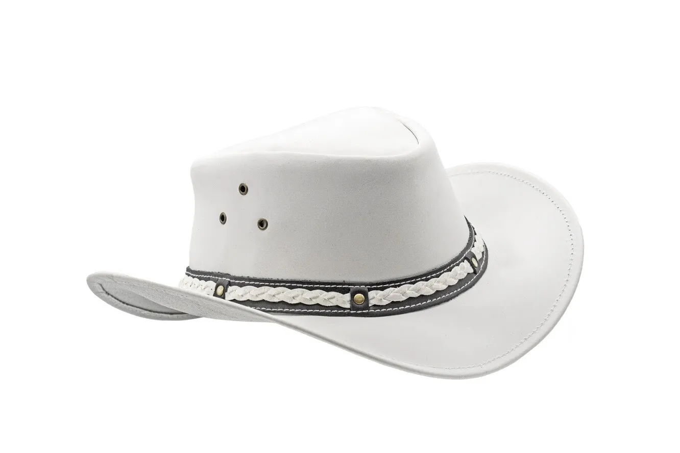 Cowboy Hat Man and Women White Genuine Leather Western Cowboy Hat
