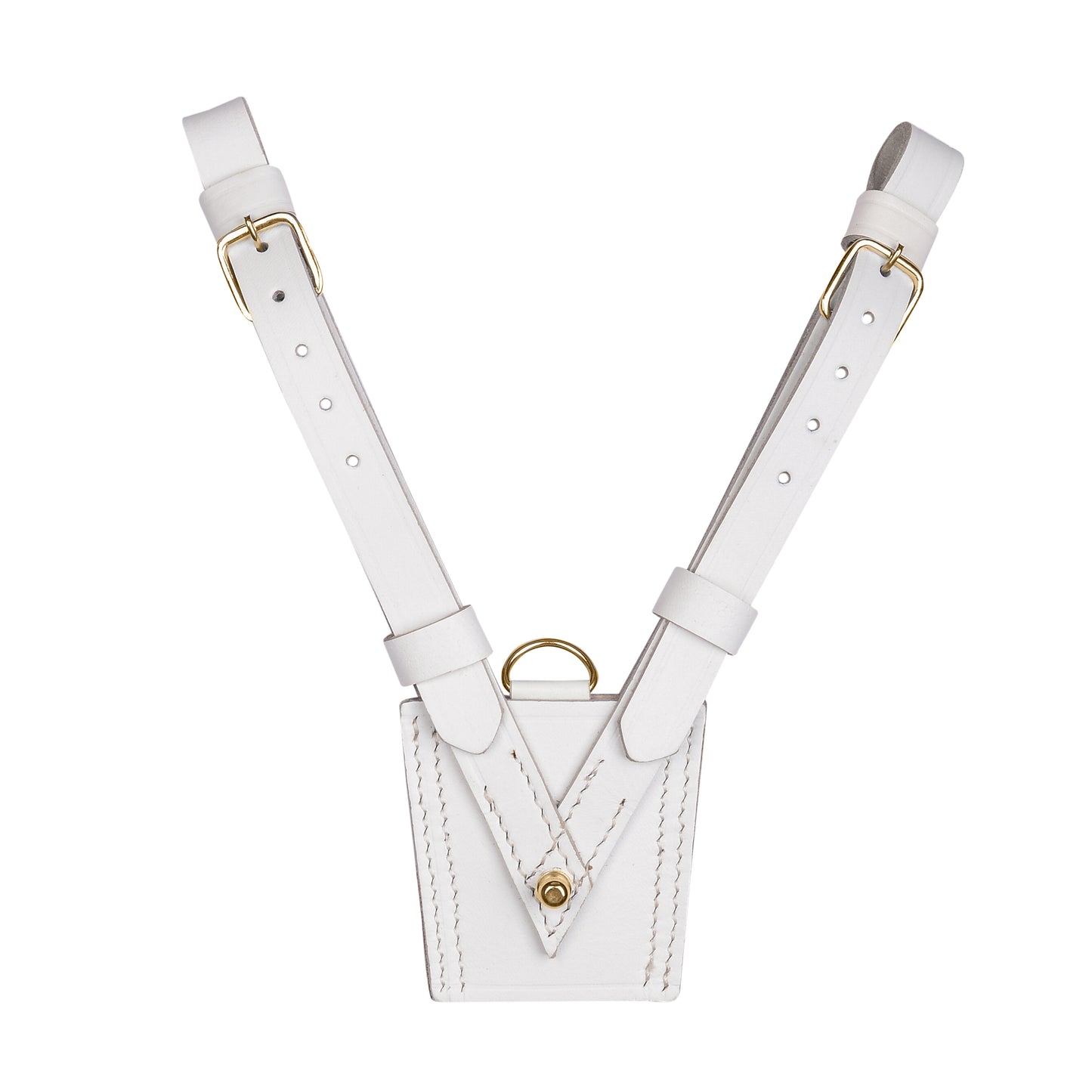 Sam Browne Belt White Color with Gold Buckle with Gold Buckle With Crossover Shoulder Strap Genuine Leather British Military