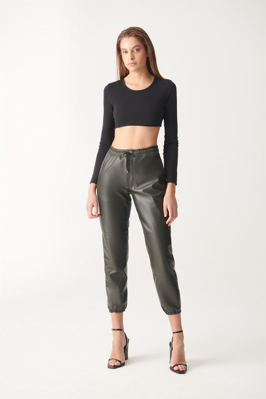 AIDA Green Sport Leather Pants