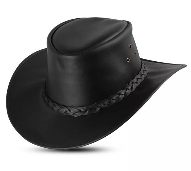 Western REAL Leather Cowboy hat - Men and Women Cowboy Hat Vintage Style Braided
