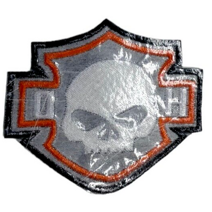 Vintage skull Orange Harley Davidson 3.5" embroidered patch Iron/Sew-On Packs