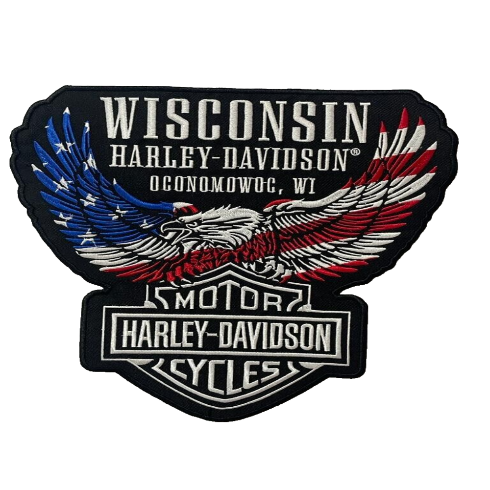 Harley - Davidson Wisconsin Patch - 12'' Large Embroidery Patches - Iron/Sew On