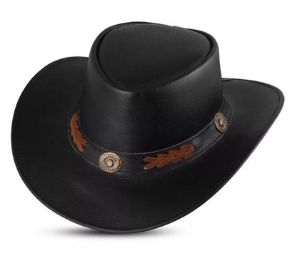 Shapeable Western Style Leather Cowboy hat Men - Women Wide Brim Vintage Old Sty