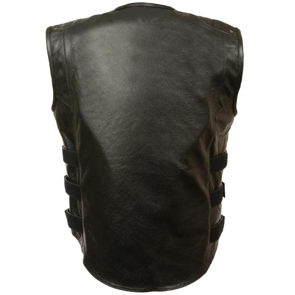 Vintage Buckle Accent Leather Vest with Stylish Detailing