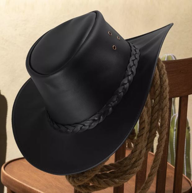 Western REAL Leather Cowboy hat - Men and Women Cowboy Hat Vintage Style Braided