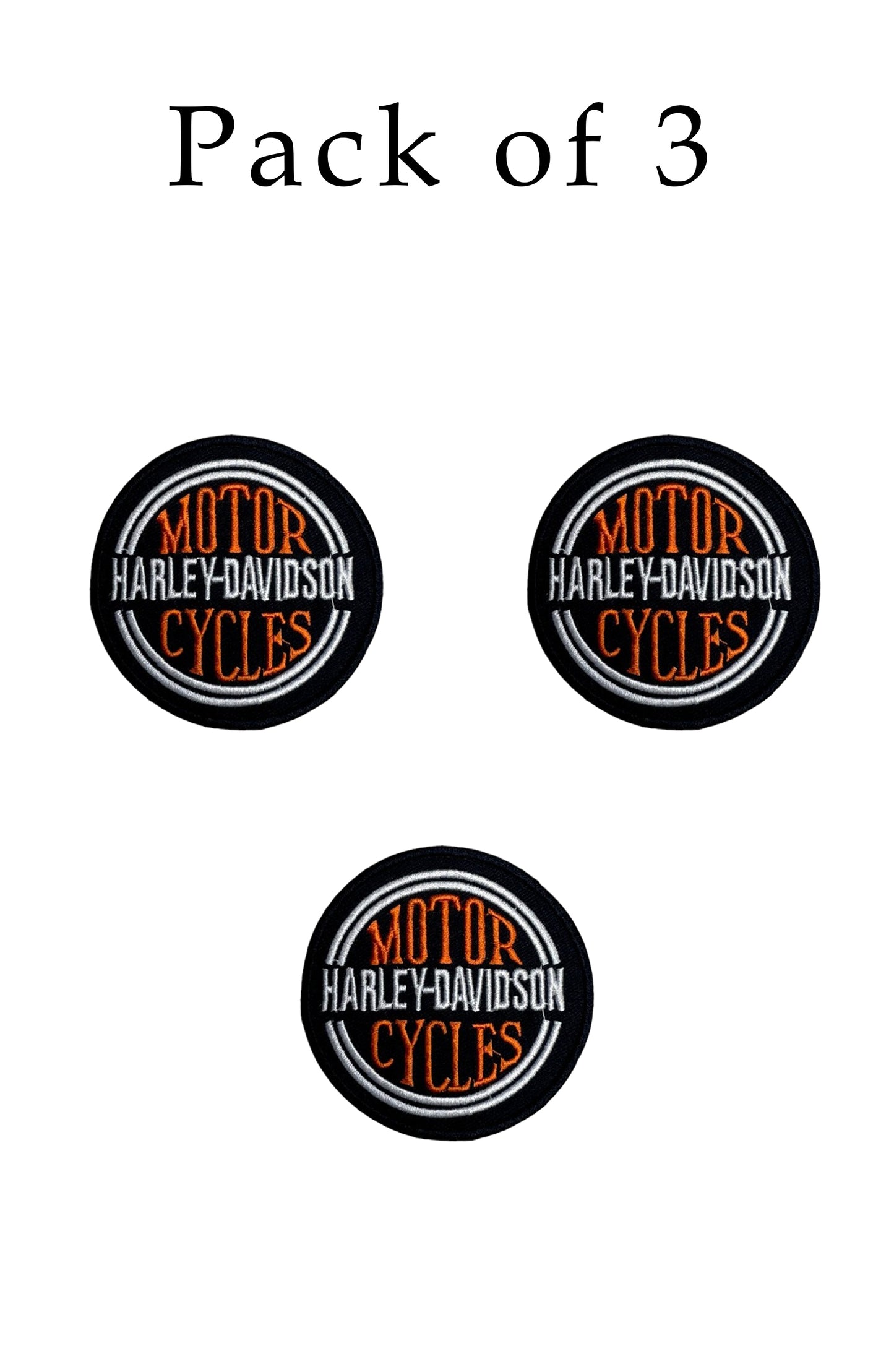 H - D MOTER CYCLES ROUND EMBROIDERY PATCH 4" Iron/Sew on Patch