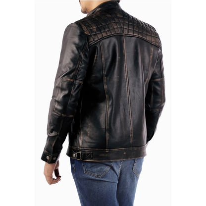 Men's Casual Signature Diamond Lambskin Leather Jacket