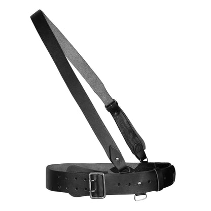 Sam Browne Belt Black Color with Silver Buckle With Crossover Shoulder Strap Genuine Leather British Military