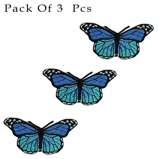 Embroidered Blue Butterfly Patches - Embroidery Patch - Iron/Sew On