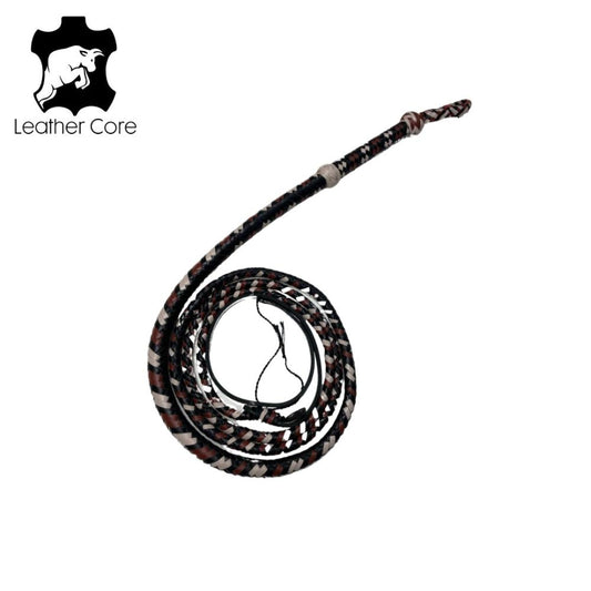 Real Calf Leather Bull Whip 4/6/8 Feet Long 12-Plait Bullwhip - Loud Crack Sound