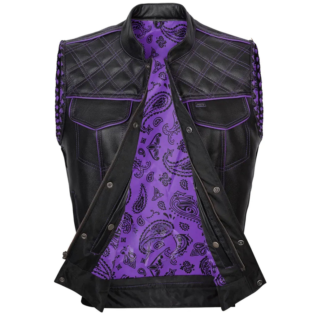 Genuine Leather Biker Vest: Handmade Side Lacing Motorcycle Club Style
