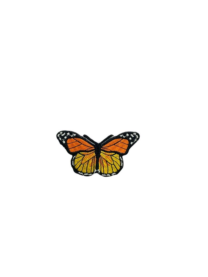 Embroidered Orange Butterfly Patches - Embroidery Patch - Iron/Sew On