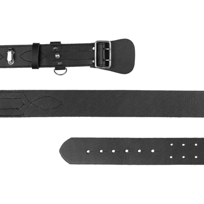 Sam Browne Belt Black Color with Silver Buckle With Crossover Shoulder Strap Genuine Leather British Military