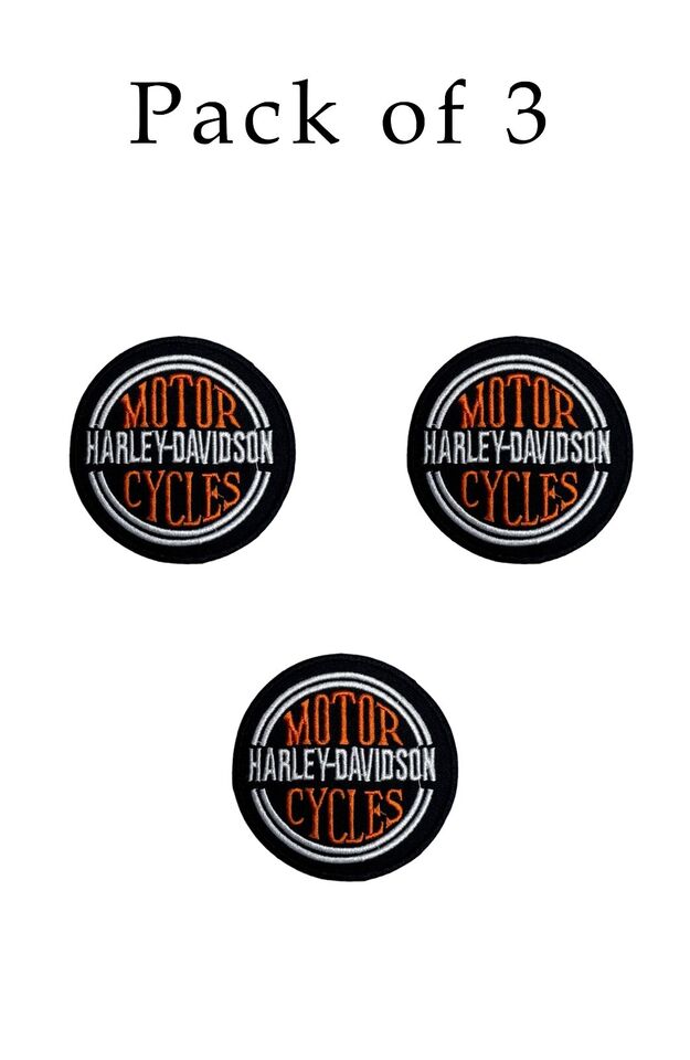 H - D Motorcycle Small Round Patch 4" Embroidered Patch-Iron-Sew-On Patch