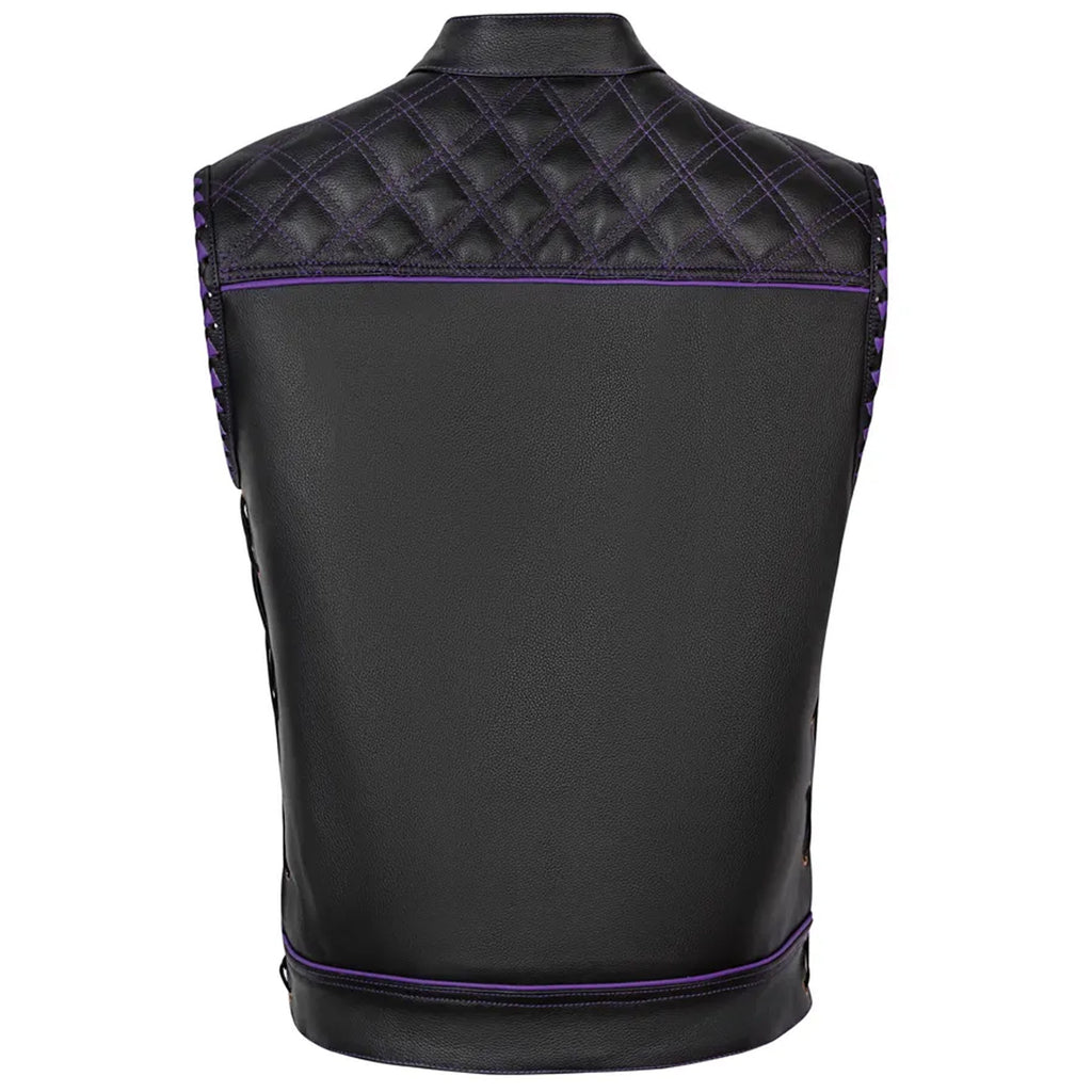 Genuine Leather Biker Vest: Handmade Side Lacing Motorcycle Club Style
