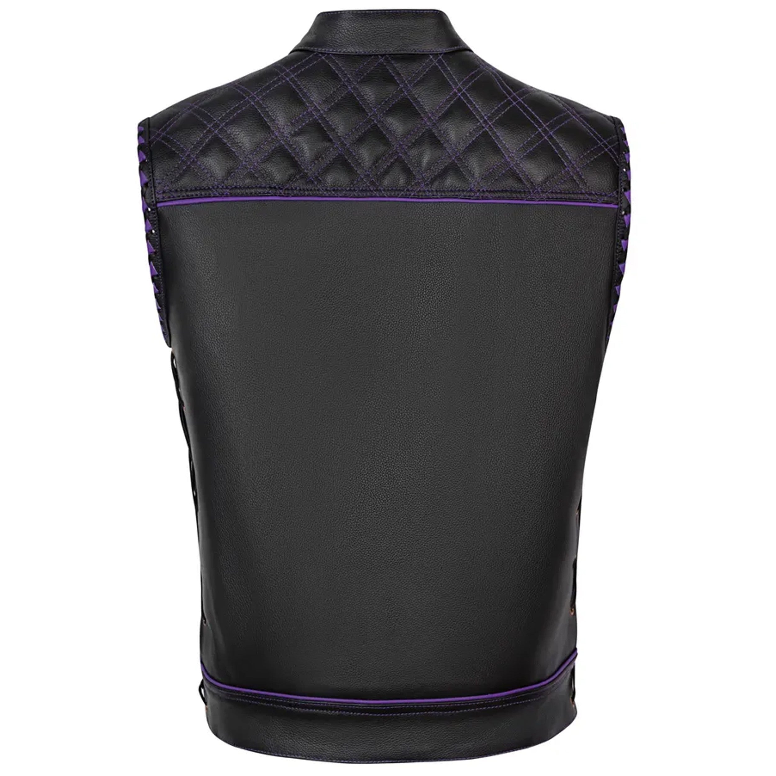 Genuine Leather Biker Vest: Handmade Side Lacing Motorcycle Club Style