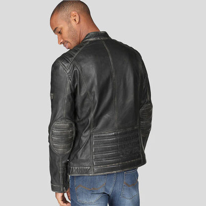 Lucas Black Motorcycle Leather Jacket