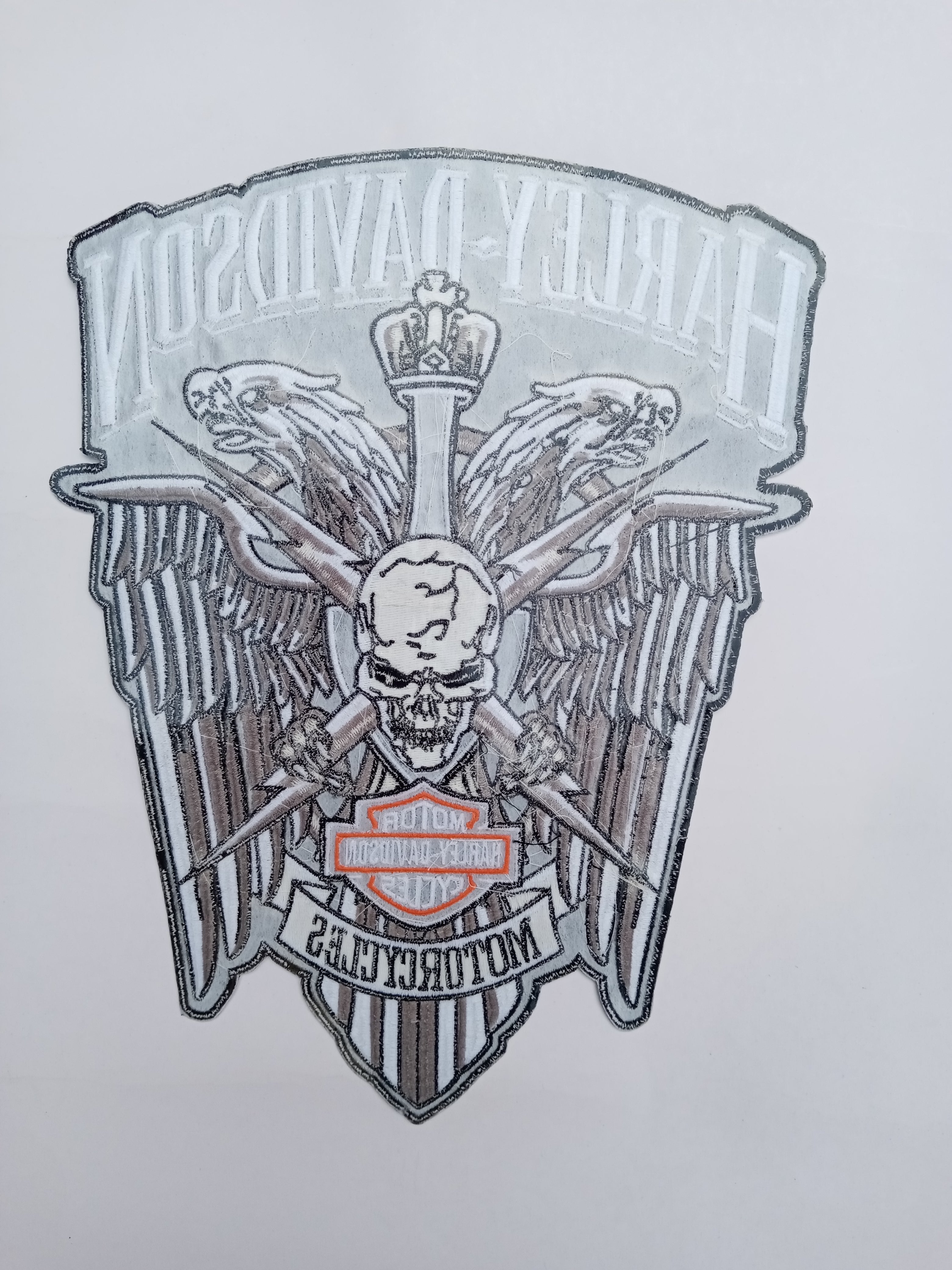 H - D Wings Skull Large - Embroidery Patch - Iron/Sew On Patch