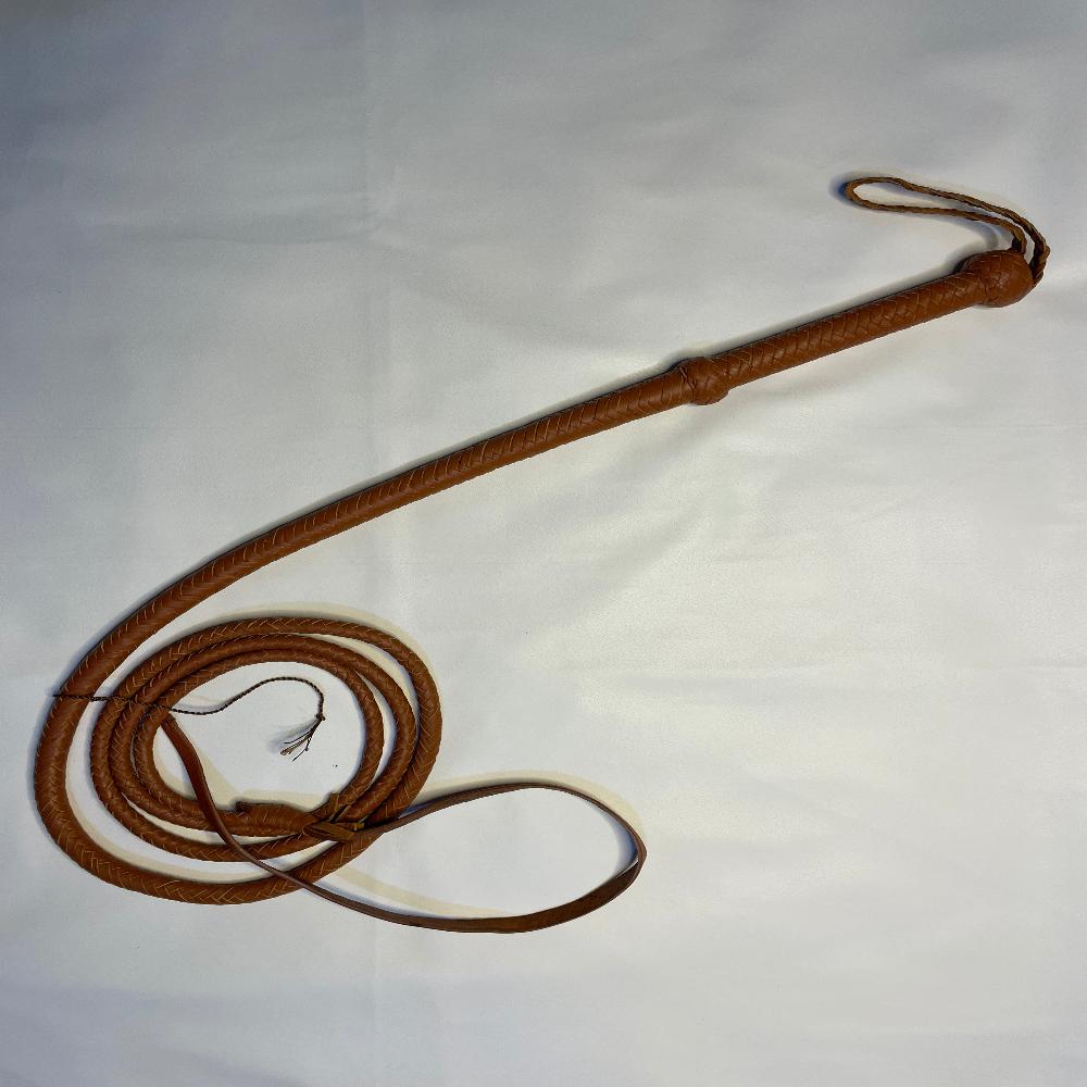 Real Calf Leather Bull Whip 4/6/8 Feet Long 12-Plait Bullwhip - Loud Crack Sound