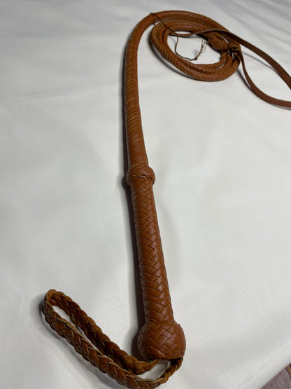 Real Calf Leather Bull Whip 4/6/8 Feet Long 12-Plait Bullwhip - Loud Crack Sound