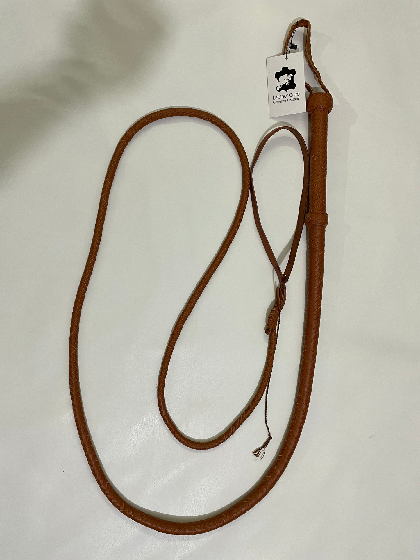 Real Calf Leather Bull Whip 4/6/8 Feet Long 12-Plait Bullwhip - Loud Crack Sound