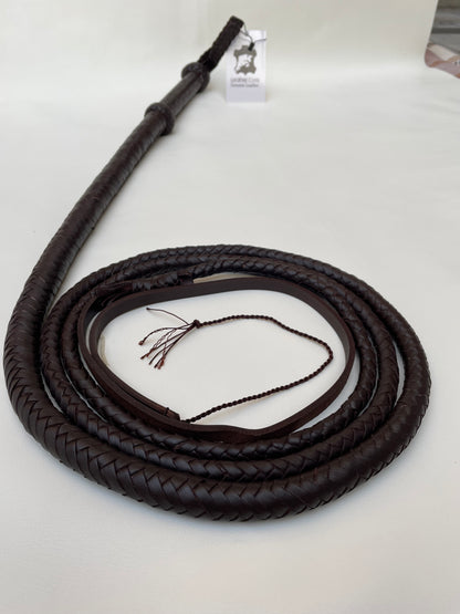 Real Calf Leather Bull Whip 4/6/8 Feet Long 12-Plait Bullwhip - Loud Crack Sound