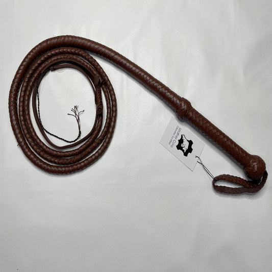 Real Calf Leather Bull Whip 4/6/8 Feet Long 12-Plait Bullwhip - Loud Crack Sound