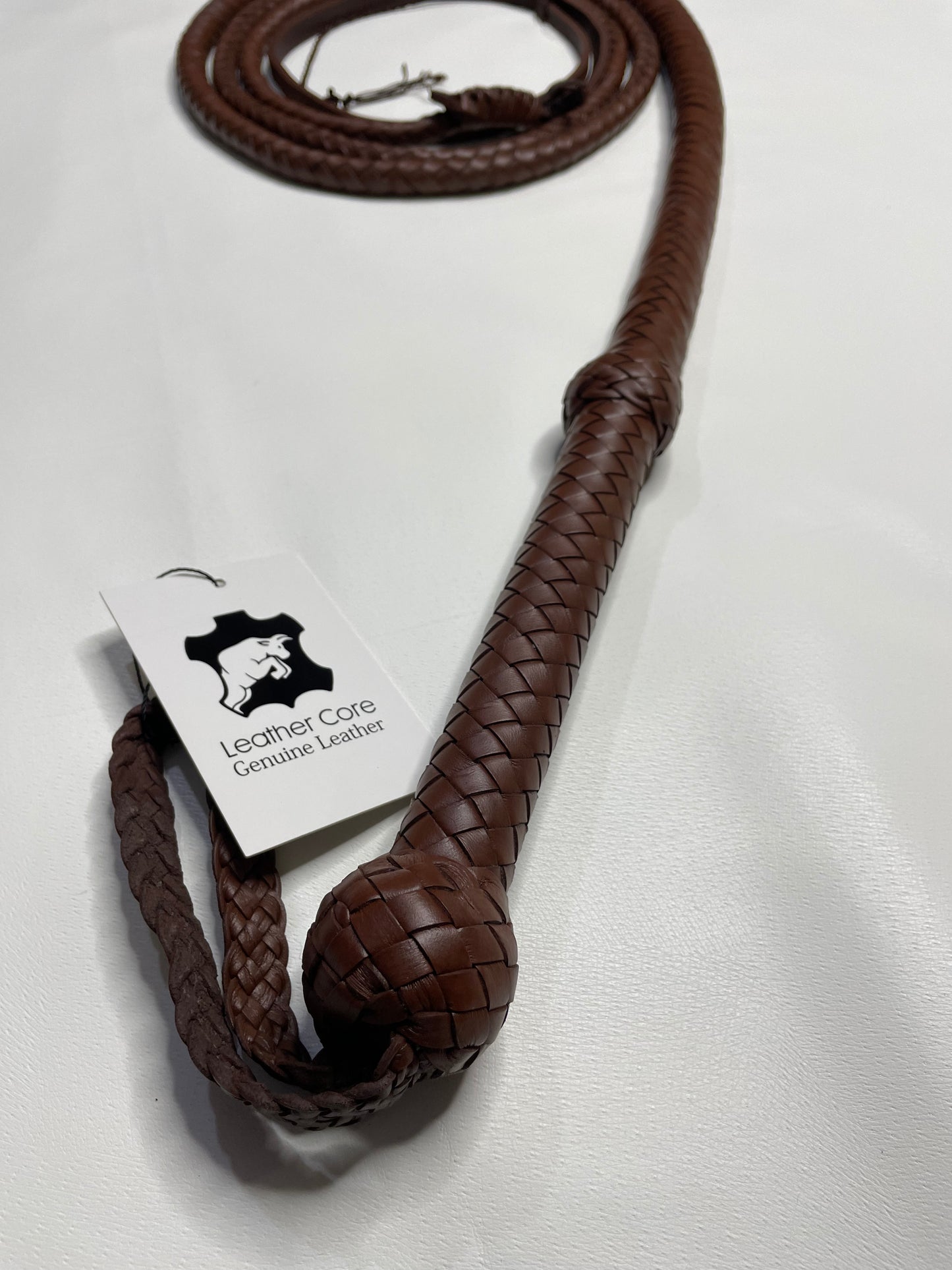 Real Calf Leather Bull Whip 4/6/8 Feet Long 12-Plait Bullwhip - Loud Crack Sound