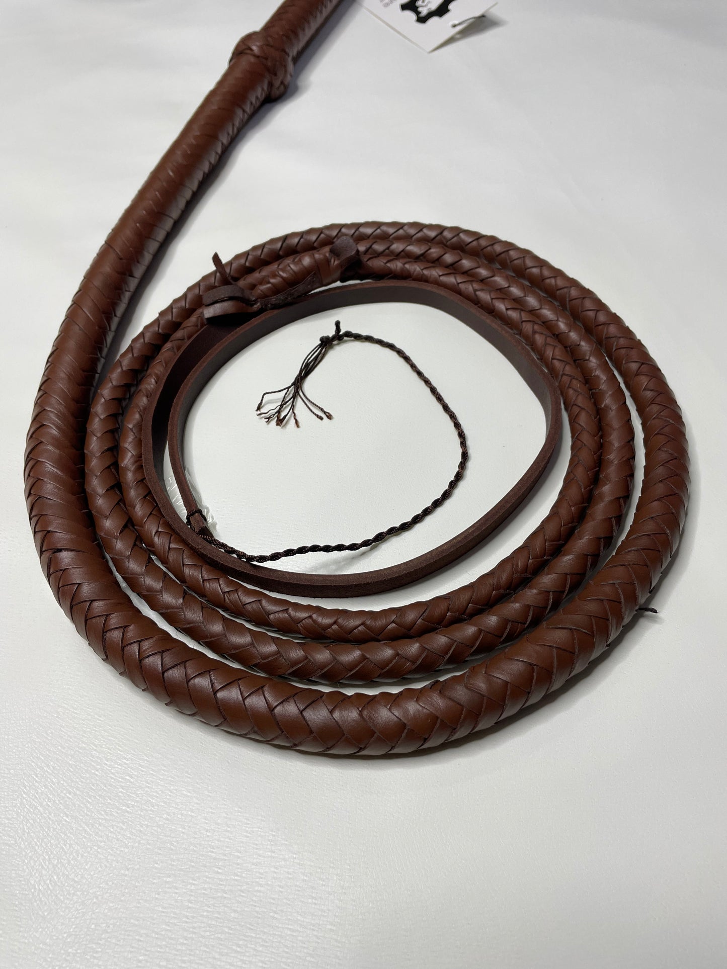 Real Calf Leather Bull Whip 4/6/8 Feet Long 12-Plait Bullwhip - Loud Crack Sound