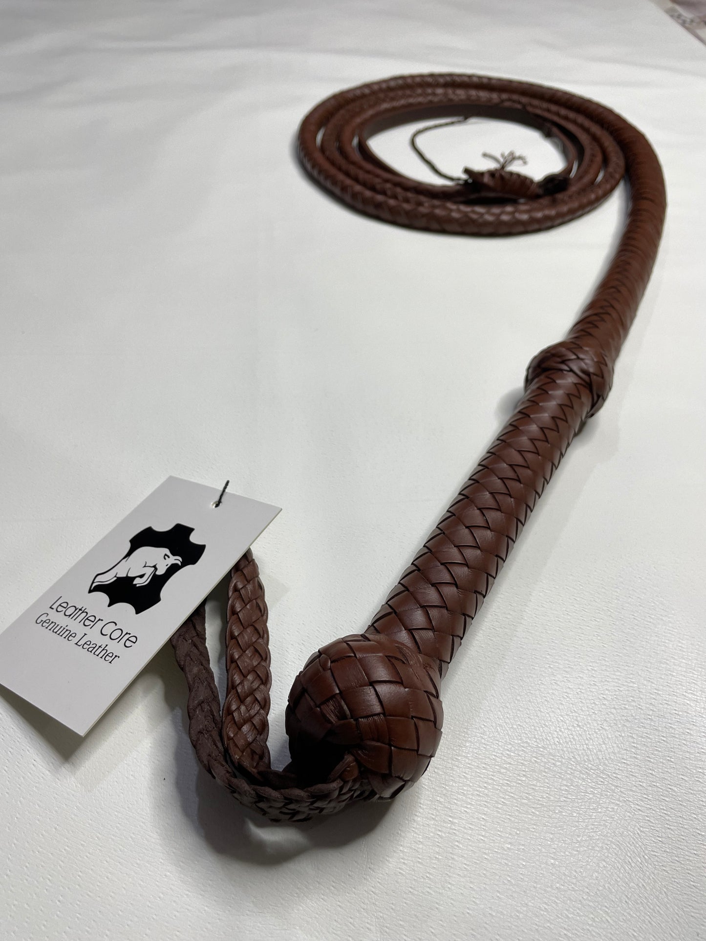 Real Calf Leather Bull Whip 4/6/8 Feet Long 12-Plait Bullwhip - Loud Crack Sound