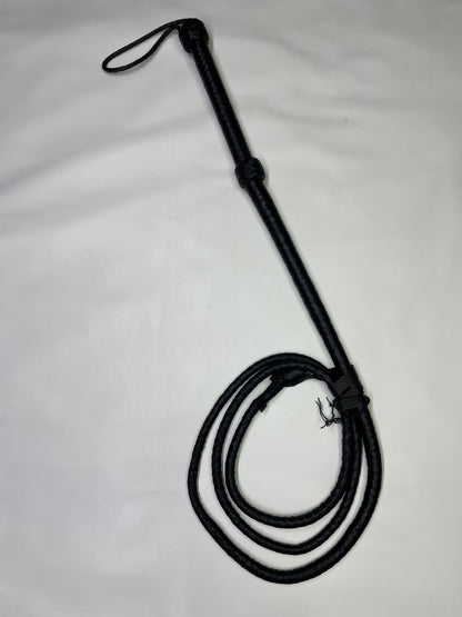 Real Calf Leather Bull Whip 4/6/8 Feet Long 12-Plait Bullwhip - Loud Crack Sound