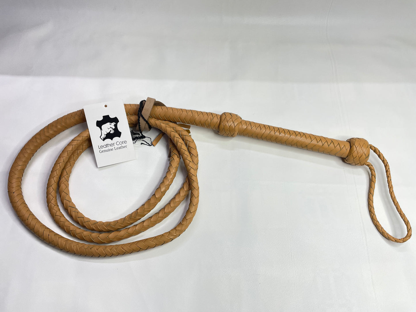 Real Calf Leather Bull Whip 4/6/8 Feet Long 12-Plait Bullwhip - Loud Crack Sound