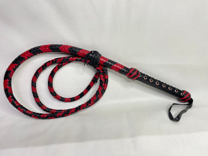 Real Calf Leather Bull Whip 4/6/8 Feet Long 12-Plait Bullwhip - Loud Crack Sound