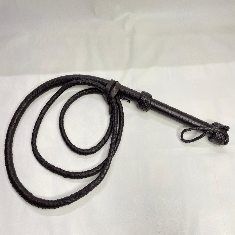 Real Calf Leather Bull Whip 4/6/8 Feet Long 12-Plait Bullwhip - Loud Crack Sound