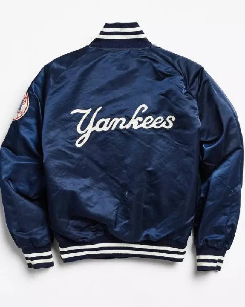 NY Yankees Vintage 90s Athletic Satin Bomber Jacket – Iconic Varsity Style, Retro & Bold