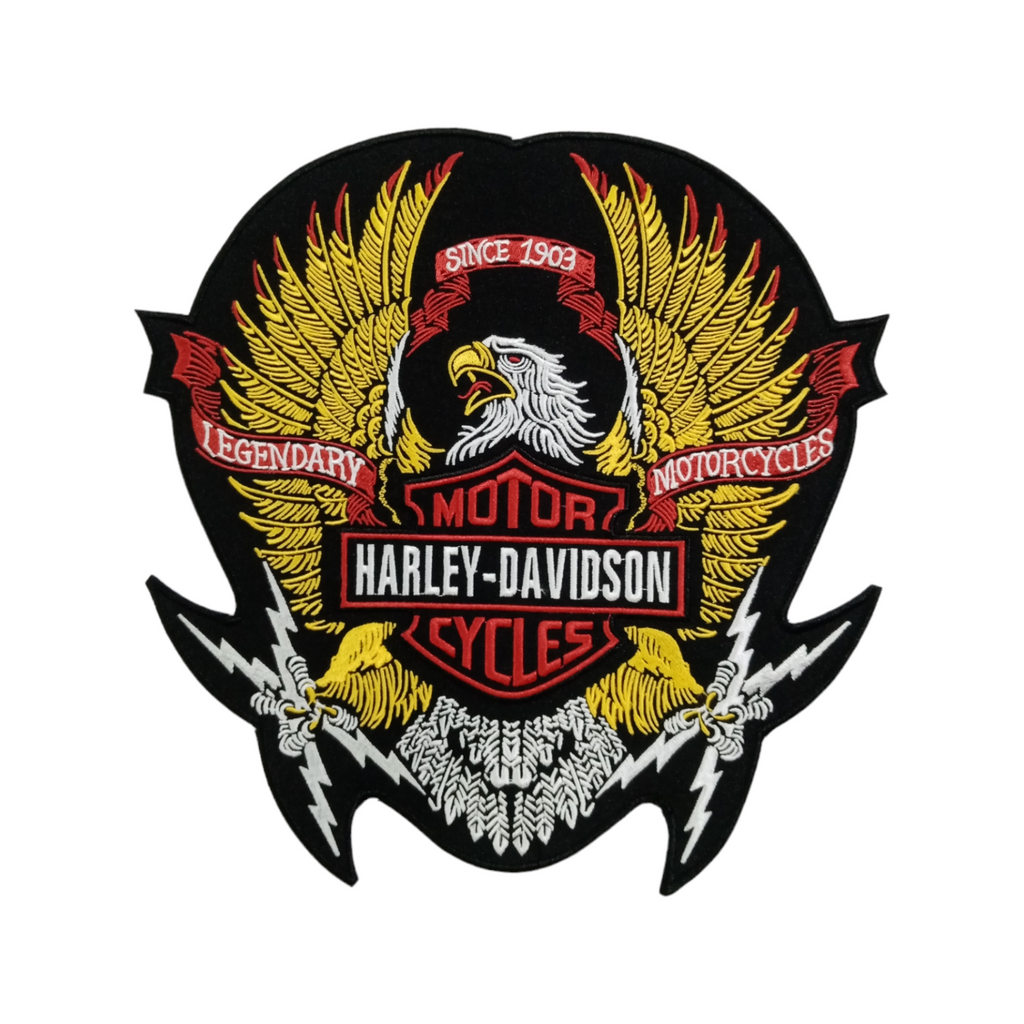 H-D Eagle Wings Large RED - YELLOW - BROWN Embroidery Patch - Iron/Sew On